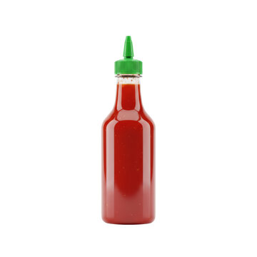 Sriracha Hot Sauce Bottle Isolated on White Background