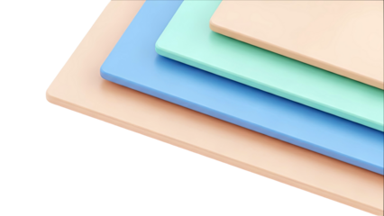 Stacked pastel rectangles with rounded corners on a white background