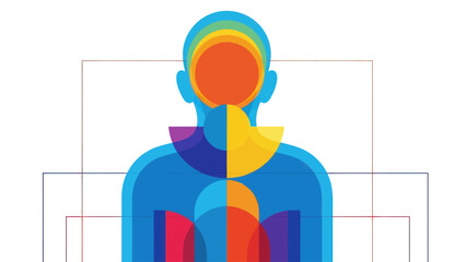 Abstract Human Silhouette with Colorful Inner Layers
