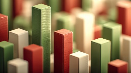 Close-up of a green stylized bar chart showing positive trends and data analysis.