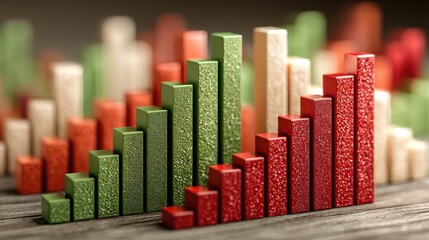 Close-up view of a green stylized bar chart indicating positive trends in data visualization.
