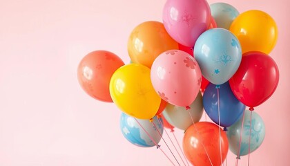 Vibrant painted balloons against a soft backdrop,  matte,  happy