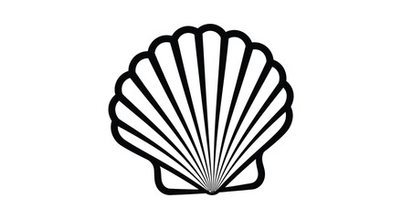 A striking black outline of a seashell displaying radial symmetry and a beautiful silhouette © AL-AMIN