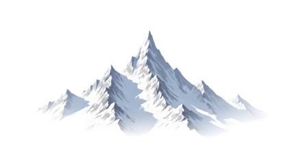 Snowy mountain peaks isolated on transparent background