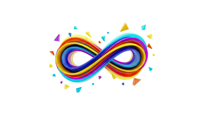 Colorful Infinity Symbol with Geometric Fragments