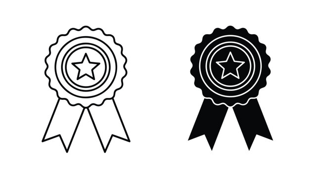 Award badges set flat design vector illustration. Vector icon set. Modern style icon. Glyph and solid icon set. Icon vector. Flat Design Icon. line icon set