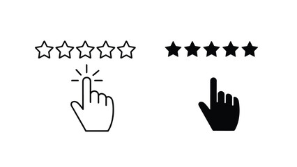 Fototapeta premium 5 Star Rating Click Selection Vector Icon Set Flat Design. Vector icon set. Modern style icon. Glyph and solid icon set. Icon vector. Flat Design Icon. line icon set