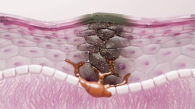 Tranexamic acid serum reducing melanin for skin brightening 3D animation