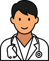 Medical Doctor Avatar Flat Design Line Icon