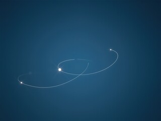 Abstract glowing lines connect white dots on a deep blue background