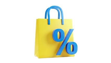 Yellow Shopping Bag with Blue Percentage Symbol