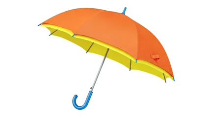 Orange and Yellow Umbrella with Blue Handle