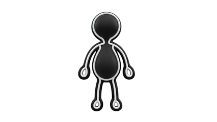 3D Black Silhouette Figure with White Outline