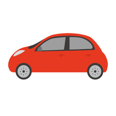 Fototapeta premium Red car icon isolated on white background, simple flat vector illustration.