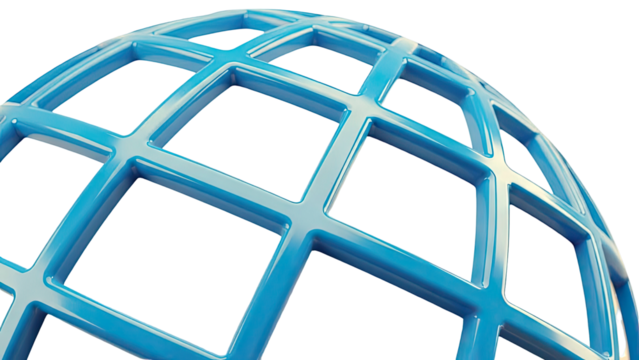 Blue Geometric Sphere - Powered by Adobe