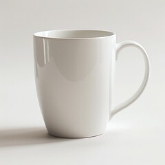 Obraz premium realistic product photo of a white ceramic coffee mug on white background, minimal aesthetic
