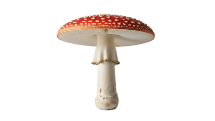 Red Amanita Muscaria Mushroom with White Spots Isolated on Transparent Background