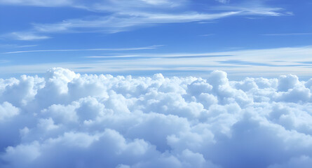 Fototapeta premium blue, sky, clouds, background, nature, weather, sunny, daylight, bright, clear, fresh, calm, peaceful, serene, atmosphere, airy, fluffy, white, soft, heaven, horizon, skyscape, outdoor, landscape, sum
