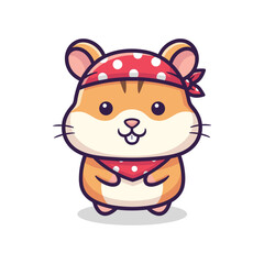 Naklejka premium Cute Hamster Wearing Red Bandana Vector Illustration