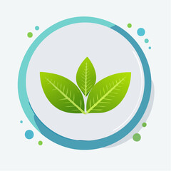 Green leaves symbol inside a blue and green circle on a white background
