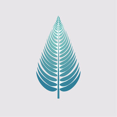 Abstract leaf illustration in gradient blue against a neutral background