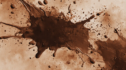 A dark, textured splatter in shades of brown, showcasing abstract art