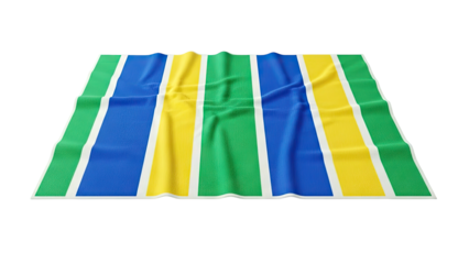Beach Towel with Vertical Blue, Yellow, and Green Stripes