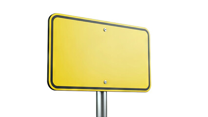Blank yellow rectangular road sign with black border on pole