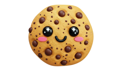 Cute Chocolate Chip Cookie Character with Kawaii Face