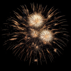 Obraz premium Vibrant golden fireworks exploding in a dark night sky, creating a dazzling spectacle of light and color