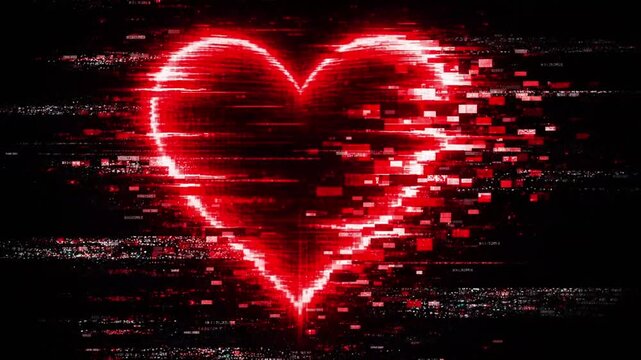 red glitch heart background for dark valentine