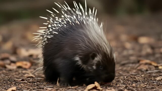 A captivating view of a porcupine in its natural habitat.