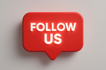 Engaging Follow Us Dialogue Box: A captivating, radiant speech bubble pulsates with the invitation to connect. A vivid red color draws attention and sparks engagement.