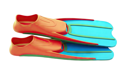 Pair of Red and Blue Swim Fins