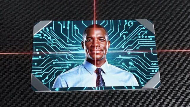 businessman looking through a binary code