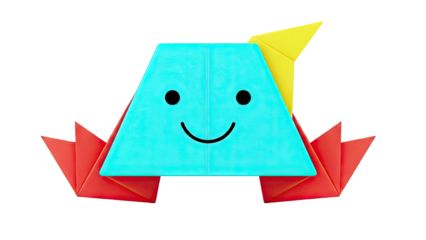 Smiling geometric character made of paper