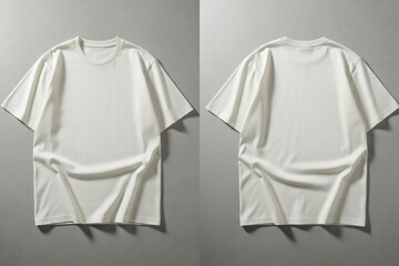 Blank white t-shirts on gray background for design mockup