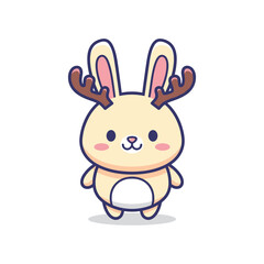 Obraz premium Adorable Cartoon Jackalope with Antlers Illustration