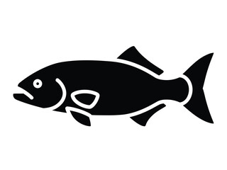 Obraz premium Black silhouette of a generic fish on a white background