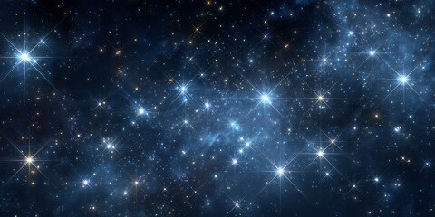 Obraz premium Sparkling Star Cluster with Diamond-Like Stars in Deep Space Background