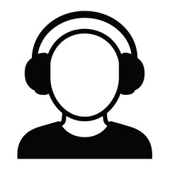 Line icon of a person wearing headphones.