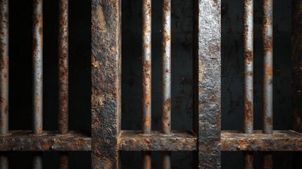 Rusty prison bars suggesting incarceration and captivity