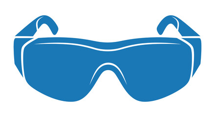A striking blue graphic depiction of modern sunglasses showcasing a bold design silhouette © nhpvect02