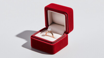 Wedding ring in elegant red case