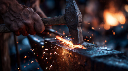 Blacksmith workshop metalworking scene