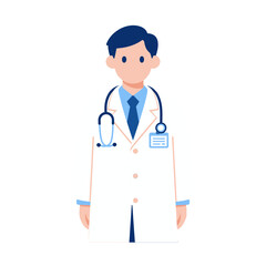 Fototapeta premium Young Male Doctor Icon in Flat Design.