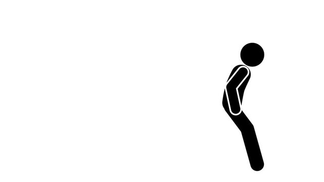 Animated stick figure jumping action loop.