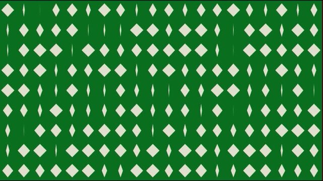 Repeating Pattern of White Diamonds on Green Background.