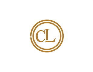 A golden double-ringed emblem featuring the initials "CL" in a serif typeface, centered on a stark white background