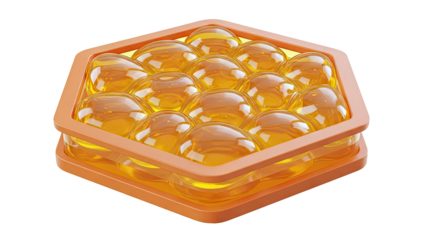 Honeycomb ice cube tray with liquid-filled spheres